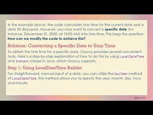 How to Convert a Specific Date to Unix Time in Groovy
