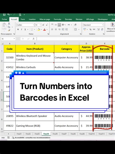 Turn Numbers into Barcodes in Excel 🤯 @DR EXCEL #exceltricks #foryou #exceltips #excel #fyp