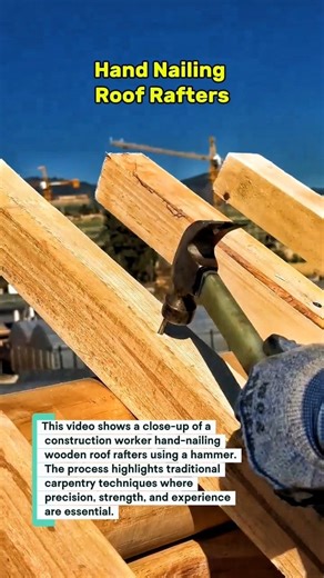 Hand Nailing Roof Rafters | Traditional Wood Framing Work