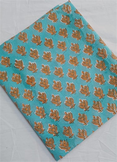 Block Print Fabric | Cotton Fabric | Orange Floral Printed Design | Indian Textile - Etsy