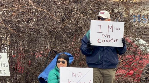There’s a protest in Clarkston right now. They’re holding signs to remind people of the anniversary of the January 6th riot in Washington DC and to let others know they’re opposed to the recent actions in Venezuela. | LC Valley News