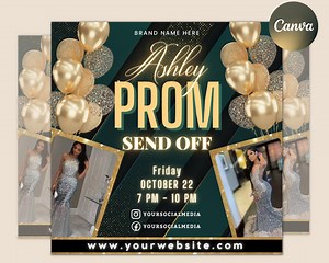 Prom Invitation, Prom Send off Flyer, Prom Invitation Flyer, Prom Flyer, Prom Sale Flyer, Prom Party Invite, Editable Template in Canva - Etsy