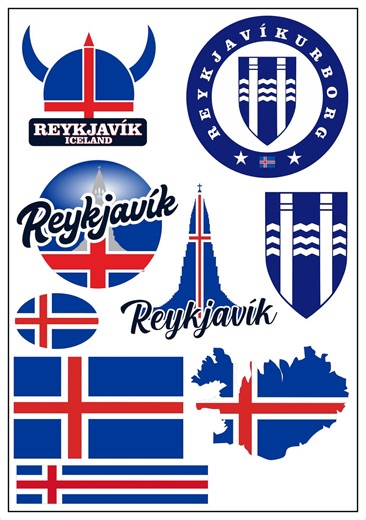 Reykjavik Map Stickers (9 Pieces) - Iceland Car Motorcycle Biker Flag Stickers Decal Vinyl ST - Etsy
