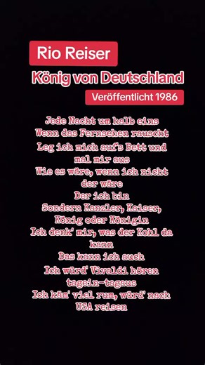 1986 Hit Song: 'König von Deutschland' by Rio Reiser