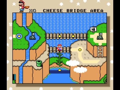 Super Mario World SNES Cheese Bridge Secret Exit With and Without Yoshi Methods