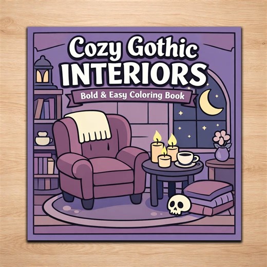 Cozy Gothic Interiors Coloring Pages – 20 Moody & Gothic Room Line Art Designs - Etsy