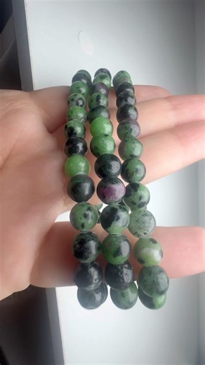 Love + growth in every bead 💖💚✨#RubyZoisite #CrystalVibes #EnergyJewelry