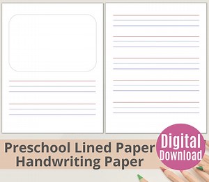 Kindergarten Lined Paper Printable - Handwriting Paper - Story Writing Paper - Home Schooling - Paper With Space to Draw - Notebook Pages - Etsy