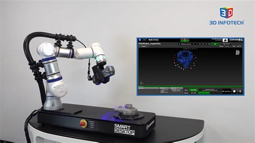 3D扫描检测演示|台式检测站自动化检测零件-Elite机器人-SCANTECH扫描仪