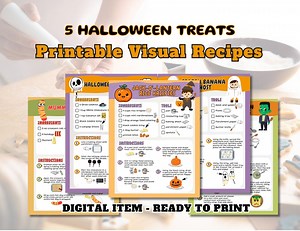 Halloween Recipe Cards for Kids: 5 Printable Treats (PDF) Montessori Inspired Educational for Toddlers and Kids Little Chefs - Etsy Australia