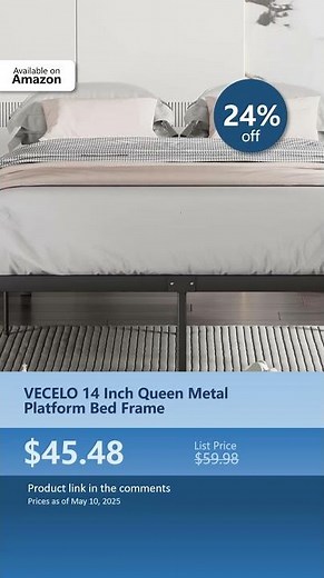 VECELO 14 Inch Queen Metal Platform Bed Frame