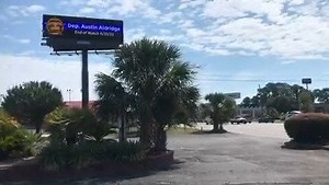 Deputy Austin Aldridge's loss is being felt across the state. This is a billboard in Myrtle Beach that is honoring him. | Fox Carolina News