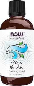 NOW Essential Oils, Clear the Air Oil Blend, Purifying Aromatherapy Scent, Blend of Pure Essential Oils, Steam Distilled, Vegan, Child Resistant Cap, 4-Ounce