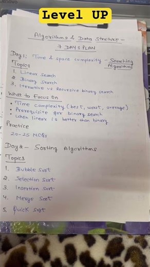 Algorithm and Data Structure 7 days study plan for SEBI GRADE A exam #sebigradeapreparation #sebi