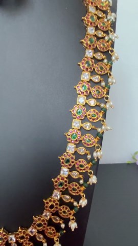 Kemp Ruby Emerald Mango Necklace With Earrings: Antique Gold Finish/indian Jewelry - Etsy