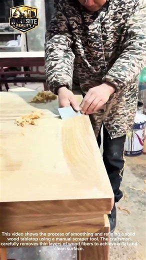 Smoothing Solid Wood Table by Hand | Traditional Woodworking Scraper Technique