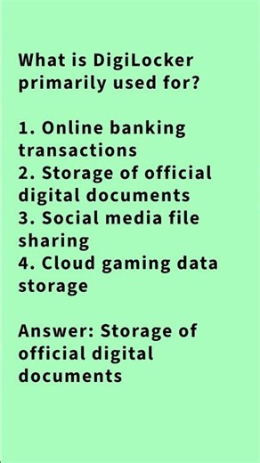Purpose of DigiLocker🔐 in 🖥Digital India🇮🇳 #bpsc #shorts #ncert