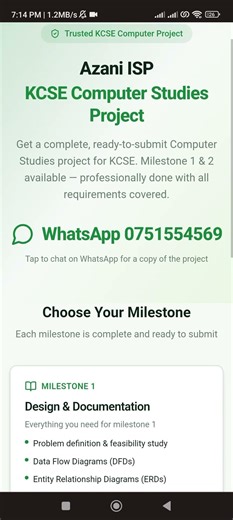 azani internet service provider kcse computer project table of contents