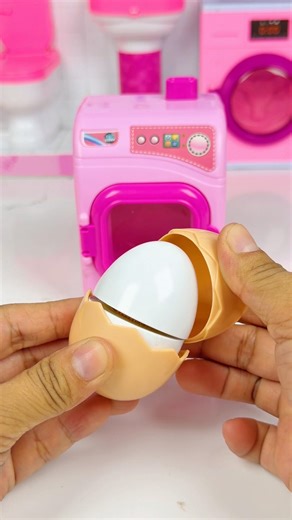 Satisfying With Unboxing Miniature Washing Machine Eating Candy Egg Set Toys, ASMR Videos
