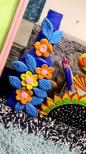 DIY Clay Bottle Decoration | Easy Home Craft#yt#shorts#clayart#bottlecraft