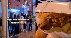 Joven capta larga cola en carretilla de San Miguel y razón sorprende: "El mejor pollo broaster de Lima"