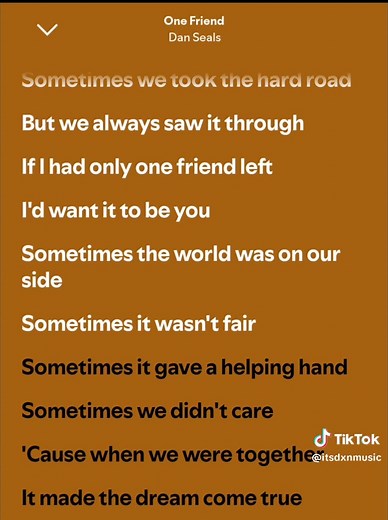 One Friend Lyrics by Dan Seals - Full Lyrics and Insights