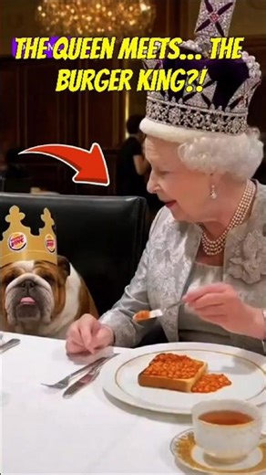 The Queen Finally Meets the Bulldog Burger King — Royal Dinner Crossover! 👑🍔😂#shorts