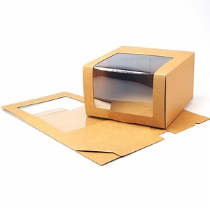 [Hot Item] Folding Brown Kraft Base Boll Cap Hat Packaging Box with PVC Window
