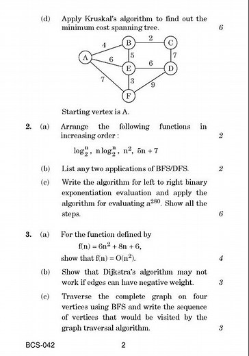 BCS - 042 June 2022 Question Paper