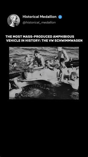 Historical Medallion🎖️ on Instagram: "The footage from the summer of 1943 in the Mediterranean offers a rare glimpse into the non-military use of German military equipment. It shows soldiers using the Volkswagen Schwimmwagen (literally "swimming car") not for reconnaissance or crossing rivers, but as an impromptu diving platform for recreation. This unique vehicle, known as the Type 166, was the most mass-produced amphibious car in history. From 1942 to 1944, 15,584 units were built . It was de