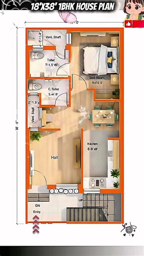 Modern 1BHK House Plan 18'x38' | 684 sq.ft | Stylish Small Home Design