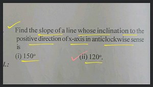 Find the slope of a line whose inclination to the positive dire... | Filo