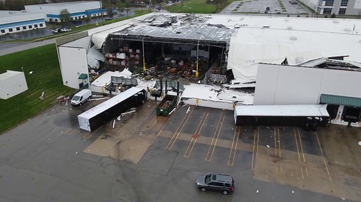 Drone video shows tornado destruction in Louisville