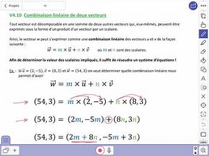 V4.10 Combinaison linéaire de deux vecteurs