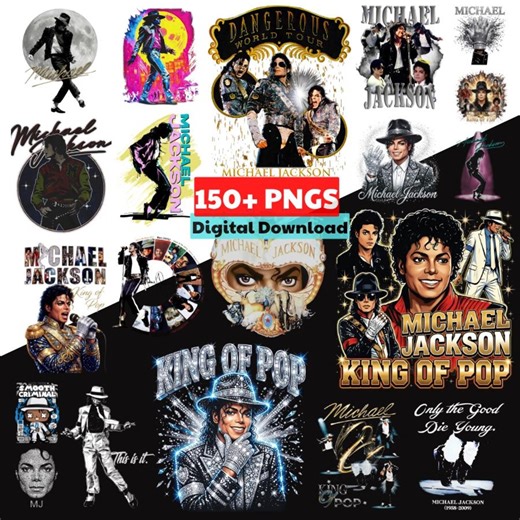 150  PNG Bundle Michael Jackson, MJ King of Pop Vintage Singer Graphics (digital Download) - Etsy