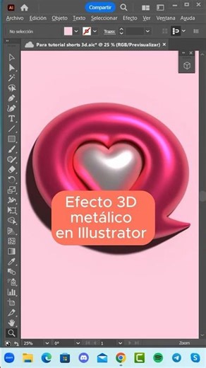 Efecto 3D metálico Illustrator 2024 #shorts