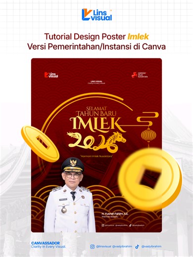Buat kalian designer Instansi/Pemerintah udah siapin Desain Postingan Imlek belum? Kalian bisa tempel tempel ikut tutorial video ini, atau yang mau template canvanya boleh klik link yang ada di bio ya! #Canva #Canvassador #Flyer #DesignGrafis