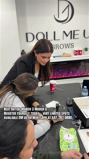 Next Batch: March 3 – March 6 ✨ Very limited spots available! Learn with Dollme Up: Nano Combo • Ombre • Powder Brows 📩 Book your next batch DM us or WhatsApp 647-287-0880. #fyp #foryou #foryoupage #viral #trending