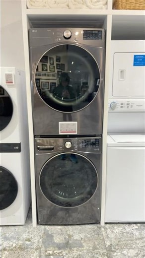 LG front load washer and electric dryer black steel