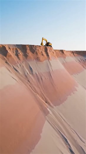 Giant Excavator on a Massive Sand Dune Cliff 🏗️ Unbelievable Scale!