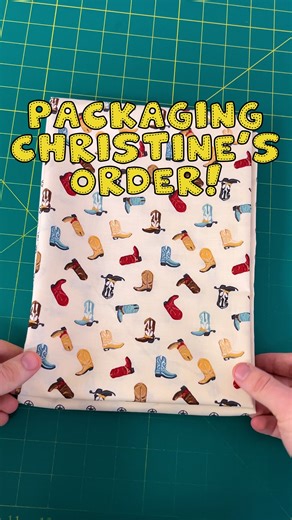 Christine from Rosholt, WI ordered some darn tootin’ cute prints from Cowboys by @rileyblakedesigns, so let’s pack her order! 🤠 Leave a comment if you want your order packed on video! ⬇️ #packingorders #shipping #cowboys | Fort Worth Fabric Studio