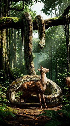 Python attacks a deer, and then a monkey comes to its rescue