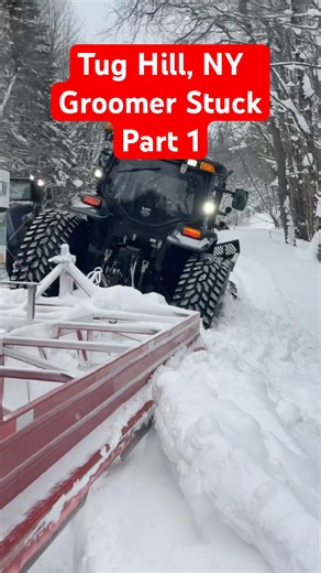 GROOMER STUCK! ❄️ Deep Snow Troubles on Tug Hill! #Shorts #tughill #snow #snowmobiling