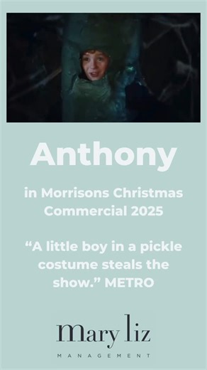 Mary Liz Management - Team BTS on Instagram: "The Morrisons Christmas Commercial 2025 has just dropped and we’re so excited to share that our little pickle, Anthony, is featured! And we may be bias but we agree with the @metro.co.uk … he steals the show 🥒 Amazing cast by @clairecatterson - thank you so much for the opportunity for Anthony. 🙏🏼 Matt McLellan said: “Our Christmas advert tells the story of how our festive fayre… appears on our shelves and the care and attention that our colleague