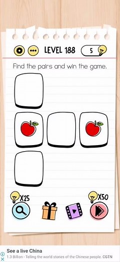 Brain Test Level 188 find the pairs and win game Walkthrough