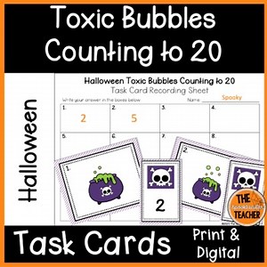 Halloween Bubbles Counting to 20 Task Cards for Preschool and Kindergarten Math