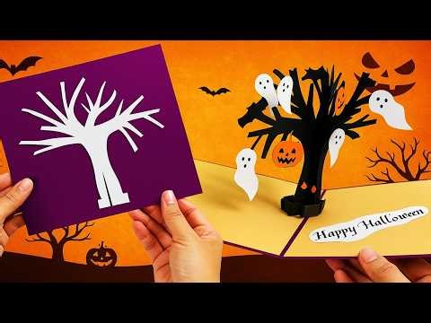 👻 Amazing 3D Halloween Card! Spooky Tree & Ghosts Pop-Up Idea 🎃