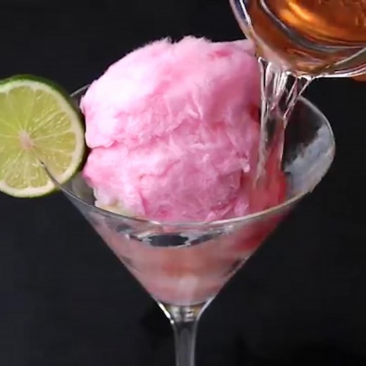 Strawberry Cotton Candy Champagne Cocktail Recipe by Tasty
