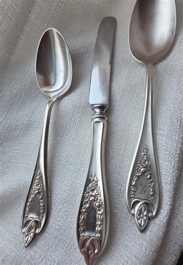 Vintage 1847 Rogers Bros Silverplate Flatware Set - Marquise Pattern: Teaspoon, Butter Knife, Tablespoon - Etsy UK