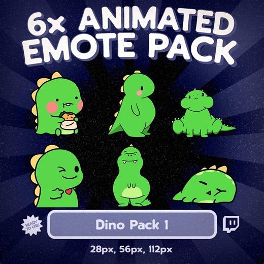Kawaii Dino Emote Pack Animated for Twitch and Discord, Cute Dinosaur Meme Emotes Bundle, 6x Wholesome Dino Reactions for Streamers - Etsy